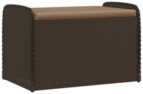 Barna polyrattan tárolópad párnával 80 x 51 x 52 cm
