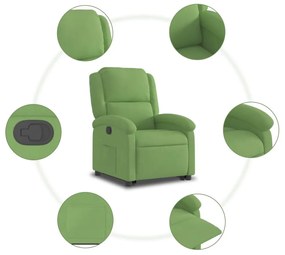 világoszöld bársony felállást segítő dönthető fotel