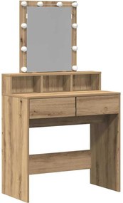 vidaXL Sminktükör fiókkal kézműves tölgy 80 x 41 x 144,5 cm Faanyag