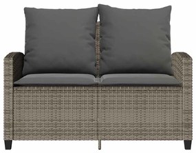 2 személyes szürke polyrattan kerti kanapé asztallal&amp;párnával