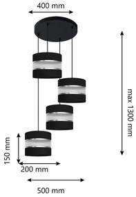 Csillár zsinóron HELEN 4xE27/15W/230V fekete