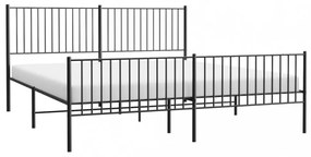 fekete fém ágykeret fej- és lábtámlával 200 x 200 cm