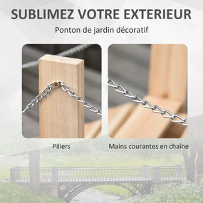 Outsunny Kerti Fa Híd - Tó Híd - Fa Híd - Kerti Dekoráció - Méretek 100L x 32W x 48H cm - Fenyőfa | Aosom