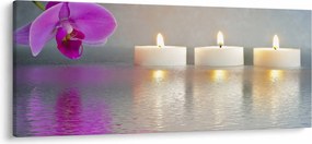 Gyertyák a vízen képe (120x50 cm)