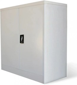 szürke kétajtós acél irodai szekrény 90 cm