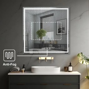 IREDA Fürdőszobatükör LED világítással 80 x 80 cm