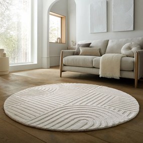 Elefántcsont színű kézi szövésű gyapjú kerek szőnyeg ø 160 cm Zen Garden – Flair Rugs