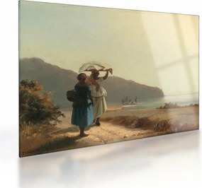Üveg kép - Camille Pissarro, Two Women Chatting by the Sea, St. Thomas, reprodukciók (70x50 cm)