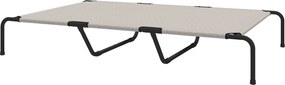 PawHut kültéri emelt kutyaágy nagytestűeknek — légáteresztő Texteline háló és porfestett acél váz, hordozható — 152 x 94 x 23 cm, bézs | Aosom