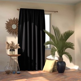 AmeliaHome Blackout Oxford Pleat függöny, fekete, 140 x 245 cm