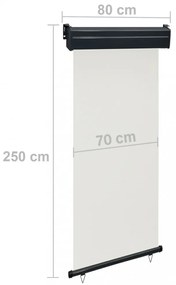 krémszínű oldalsó terasznapellenző 85 x 250 cm