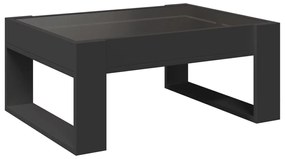 fekete végtelen hatású LED-es dohányzóasztal 70 x 53 x 30 cm
