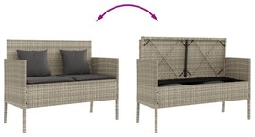 világosszürke polyrattan kerti pad párnákkal