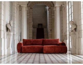 Téglavörös kordbársony kinyitható sarokkanapé (jobb oldali) Lucien – Bobochic Paris