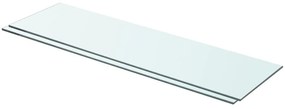 2 db átlátszó üveg paneles polc 70 x 20 cm