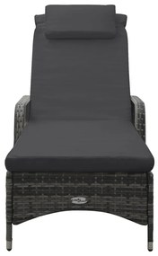 Szürke polyrattan napozóágy kerekekkel