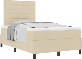 vidaXL Boxrugós ágy matracmal fejtámlával Krém 120 x 200 cm szövet