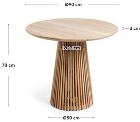 Natúr színű teakfa kerek étkezőasztal ø 90 cm Jeanette – Kave Home
