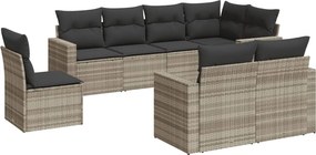 vidaXL 8 részes világosszürke polyrattan kerti ülőgarnitúra párnával