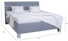 Kárpitozott ágy matraccal és beépített tárolóval ALIS 160x200 cm világosszürke