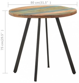 tömör újrahasznosított fa étkezőasztal 80 cm