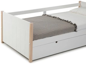 Fehér-natúr színű borovi fenyő gyerekágy kihúzható pótággyal 90x190 cm Kiara – Marckeric