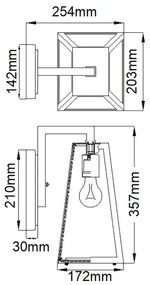 Kichler KL-DELISON-M-RZ - Kültéri fali lámpa DELISON 1xE27/60W/230V IP44