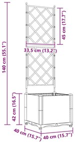Trellis-es virágcserép Barna 40x40x143 cm