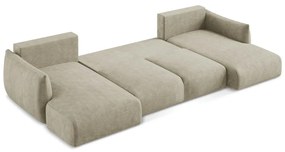 Bézs zsenília kinyitható sarokkanapé (U alakú) Leila – Makamii