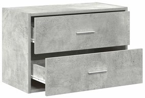 betonszürke szerelt fa szekrény 2 fiókkal 60 x 31 x 40 cm