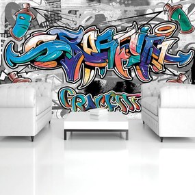 Fotótapéta - Színes graffiti szürke kivitelben (152,5x104 cm)