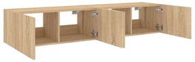 2 db sonoma tölgy színű fali TV-szekrény LED-del 80x35x31 cm