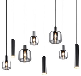 Fekete függőlámpa fém-üveg búrával Mataro – Trio