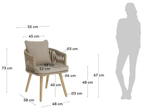 Hemilce akácfa kerti szék bézs kárpitozással - Kave Home
