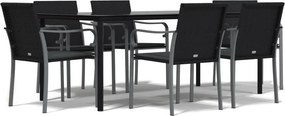 vidaXL 7 részes polyrattan és acél kerti étkezőgarnitúra párnával