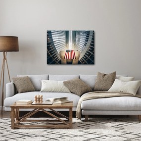 Építkezés az USA zászlóval képe (70x50 cm)