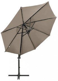 tópszínű konzolos napernyő rúddal és LED-fényekkel 300 cm