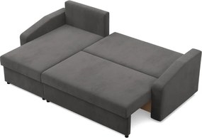 Zeus sarokkanapé, 1 ágyneműtartóval, döntött kartámasz, szövet anyag, univerzális oldal, bonell töltet, szürke