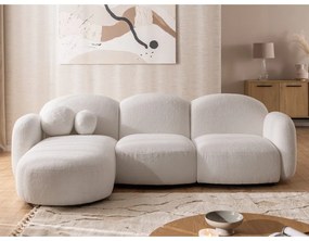 Krémszínű buklé sarokkanapé (bal oldali-heverő résszel) Orbit – Ropez