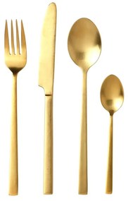 Sárgaréz színű acél evőeszköz készlet 16 db-os Brass – Bitz