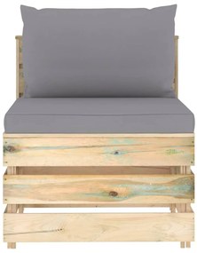 vidaXL zöld impregnált fa elemes középső kanapé párnákkal