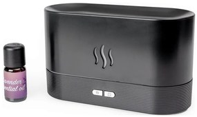 LED RGB ultrahangos aroma diffúzor és párásító, 180 ml, fekete, világítással