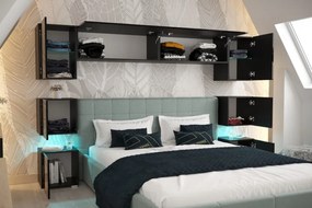 Prince Panama 13 hálószoba bútor magasfényű feKETE (240cm)