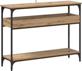 vidaXL Konzolasztal polcokkal kézműves tölgy 100 x 29 x 75 cm Faanyag
