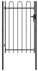 vidaXL fekete acél ívelt tetejű kerítéskapu 1 x 1,5 m