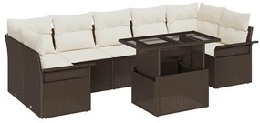vidaXL Kerti Kanapé Szett párnával tárolóval 8 pcs Barna Poli rattan