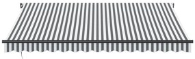antracitszürke-fehér LED-es kézi napellenző 450 x 300 cm