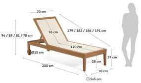 Caterin bézs eukaliptuszfa kerti napozóágy - Kave Home