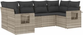 vidaXL 6 részes világosszürke polyrattan kerti ülőgarnitúra párnákkal