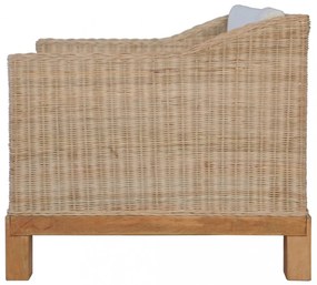 vidaXL 2 részes természetes rattan kanapészett párnákkal
